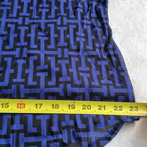 INC International Concepts Royal Blue and Black Geometric Button-Front Blouse - Picture 11 of 14